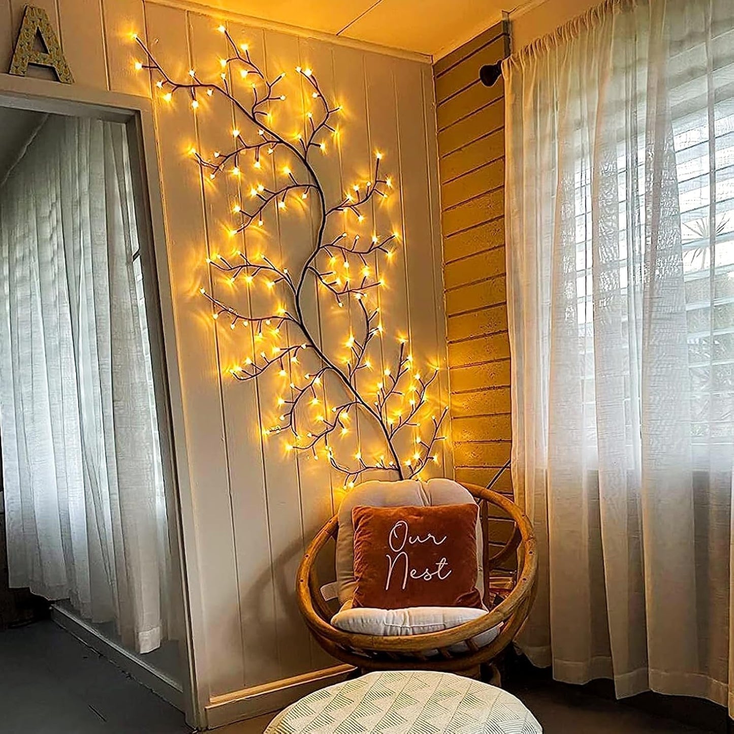 Willow Vine Twig Lights – 2-Pack | 7.5FT Bendable Branches | 144 Warm White LEDs | USB Powered with Remote & 8 Modes