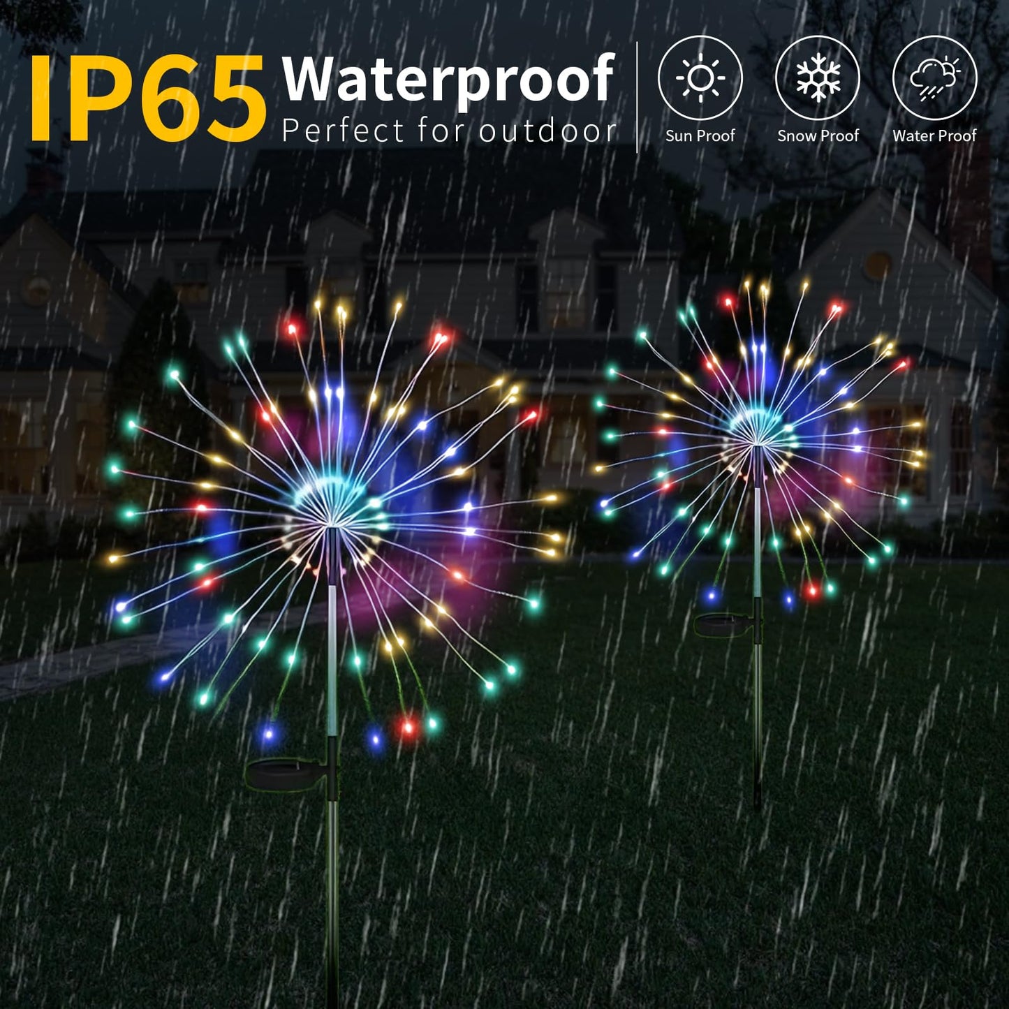 Solar Firework Garden Lights – 2-Pack, 120 LED, Colorful Starburst Fairy Lights with 8 Modes – Waterproof Outdoor Decoration