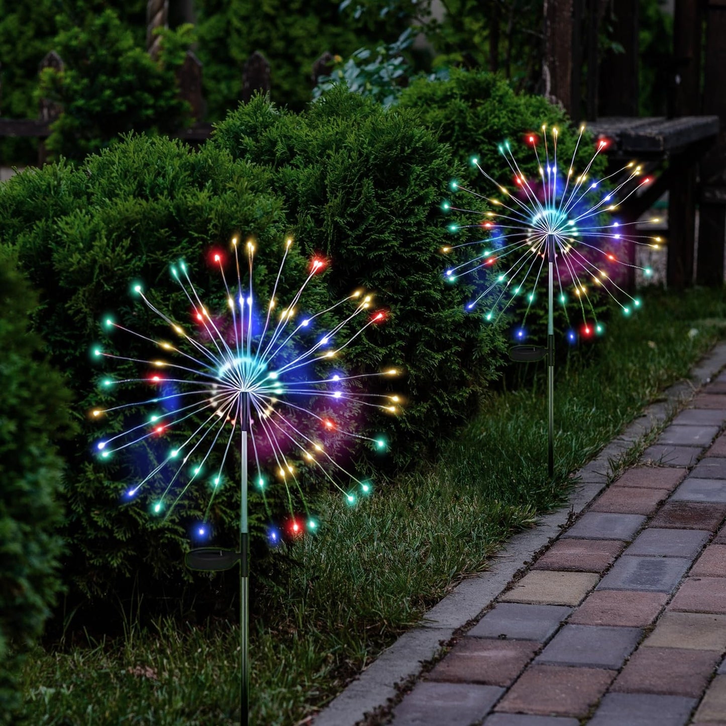 Solar Firework Garden Lights – 2-Pack, 120 LED, Colorful Starburst Fairy Lights with 8 Modes – Waterproof Outdoor Decoration