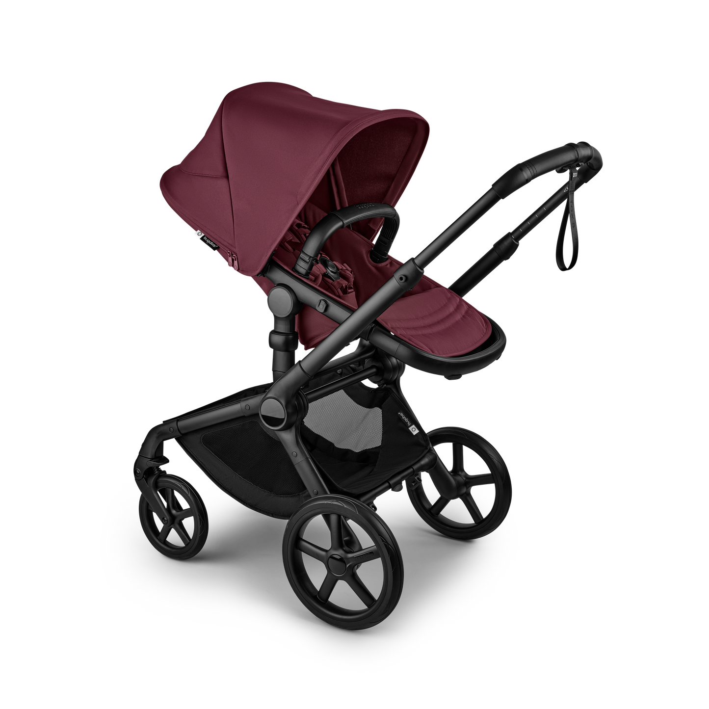 Bugaboo Fox 5 Renew Complete Pushchair Bundle & Free Bugaboo Giraffe Baby Rocker - Black/Dark Cherry