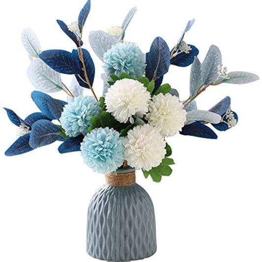 Artificial Hydrangea Flower Arrangement with Vase – Faux Floral Decor for Home, Weddings & Events
