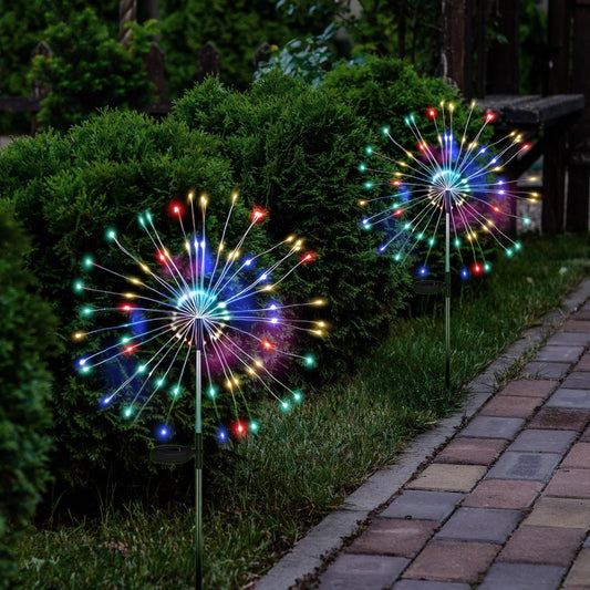 Solar Firework Garden Lights – 2-Pack, 120 LED, Colorful Starburst Fairy Lights with 8 Modes – Waterproof Outdoor Decoration