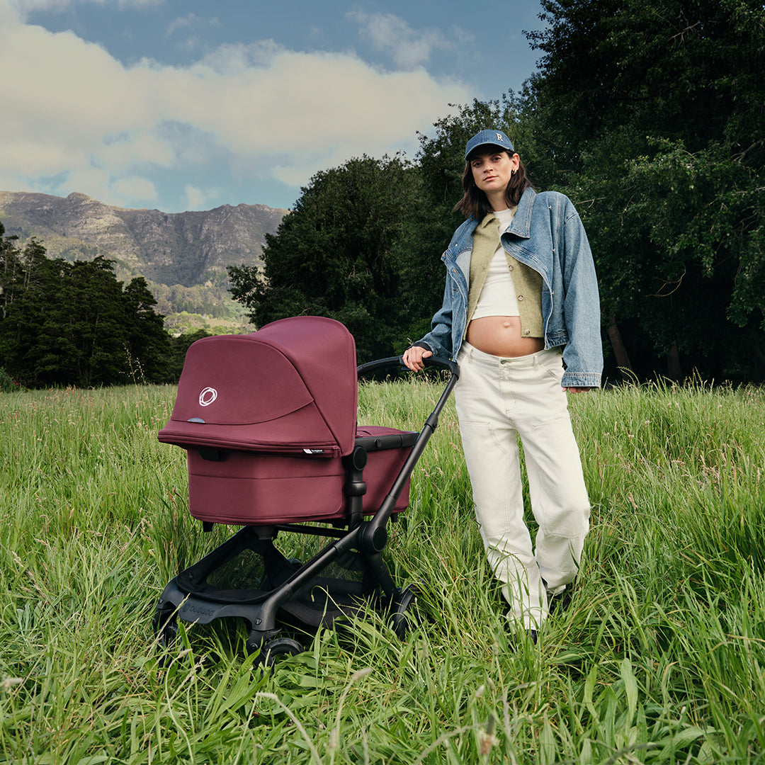 Bugaboo Fox 5 Renew Complete Pushchair Bundle & Free Bugaboo Giraffe Baby Rocker - Black/Dark Cherry